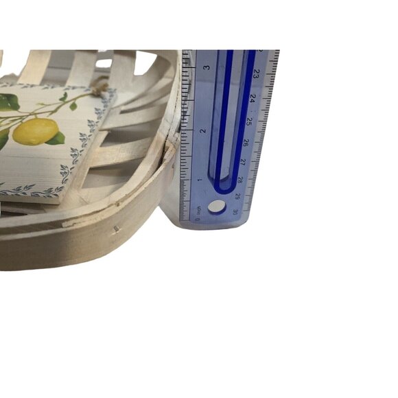 Farmhouse Tobacco Basket – Whitewashed Wood Wall Decor with Lemon Print - Picture 5 of 5